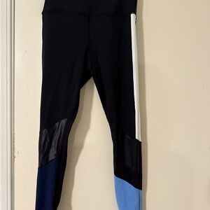 Alala High Waist Black and Blue Leggings Size with white/mesh accents; Small